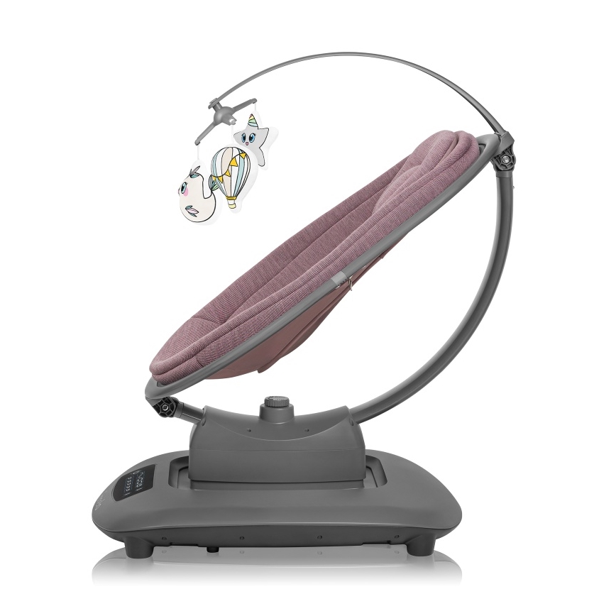 Lionelo - Mecedora infantil con melodía BLOSSOM Pink Mauve + control remoto