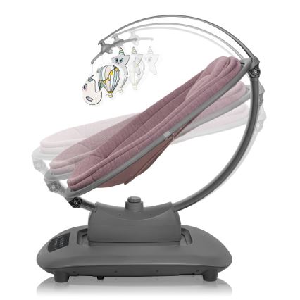 Lionelo - Mecedora infantil con melodía BLOSSOM Pink Mauve + control remoto