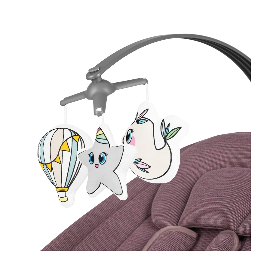 Lionelo - Mecedora infantil con melodía BLOSSOM Pink Mauve + control remoto