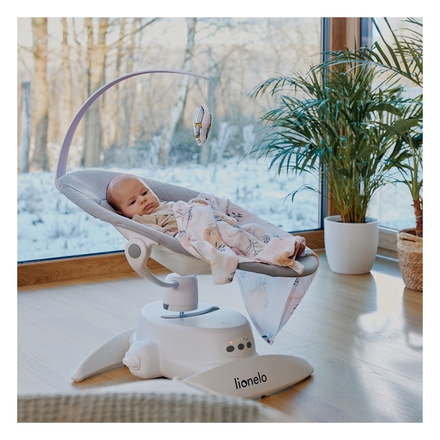 Lionelo - Mecedora infantil con melodía IRIS Grey Concrete