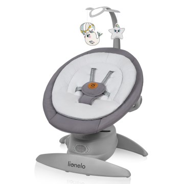 Lionelo - Mecedora infantil con melodía MELL Grey Stone 4xAA + control remoto