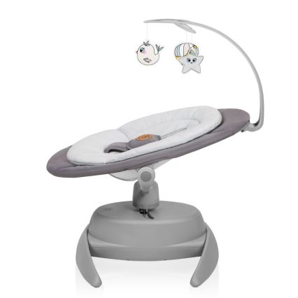 Lionelo - Mecedora infantil con melodía MELL Grey Stone 4xAA + control remoto