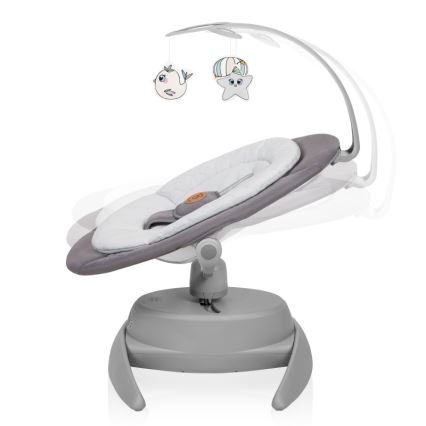 Lionelo - Mecedora infantil con melodía MELL Grey Stone 4xAA + control remoto