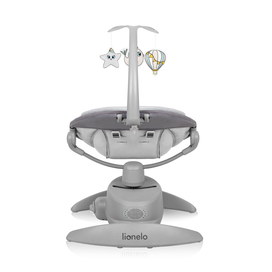 Lionelo - Mecedora infantil con melodía MELL Grey Stone 4xAA + control remoto
