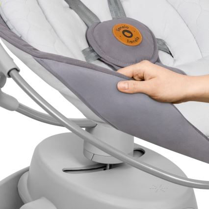 Lionelo - Mecedora infantil con melodía MELL Grey Stone 4xAA + control remoto