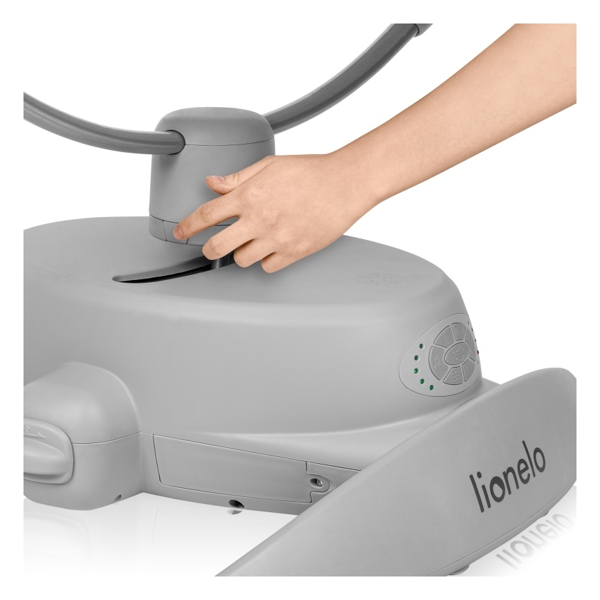 Lionelo - Mecedora infantil con melodía MELL Grey Stone 4xAA + control remoto