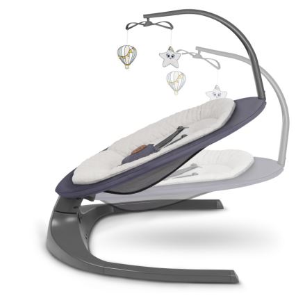 Lionelo - Mecedora infantil con melodía RALF 4xAA Gris Grafito + mando a distancia