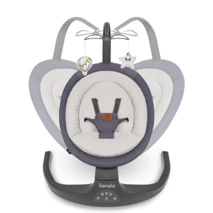 Lionelo - Mecedora infantil con melodía RALF 4xAA Gris Grafito + mando a distancia