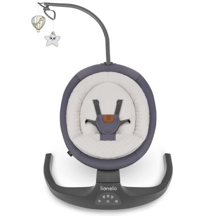 Lionelo - Mecedora infantil con melodía RALF 4xAA Gris Grafito + mando a distancia