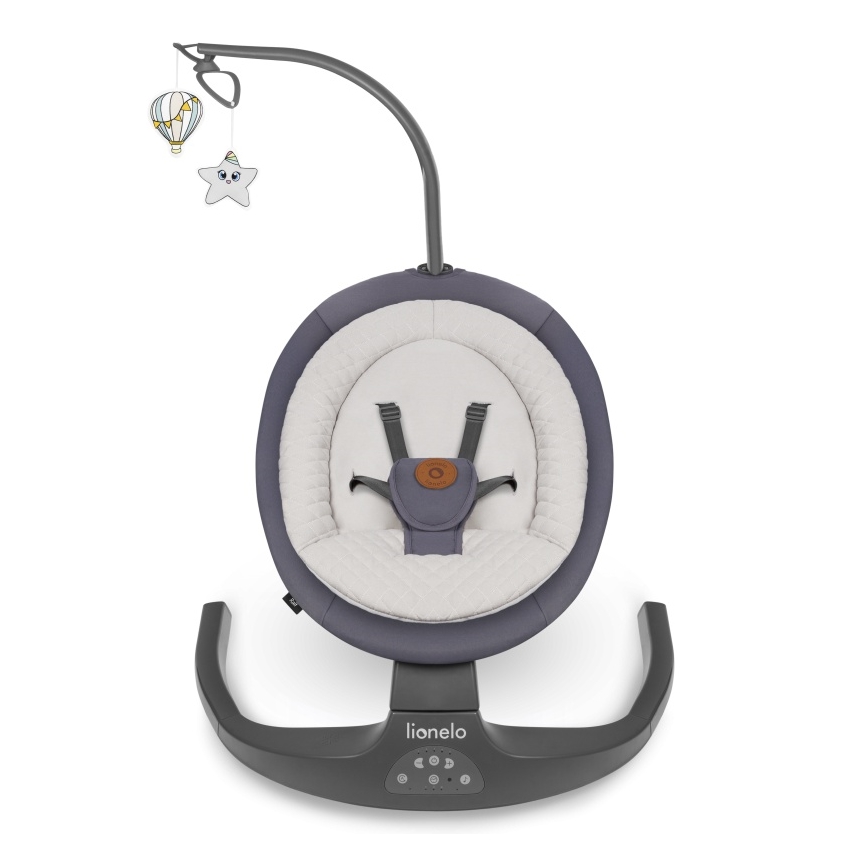 Lionelo - Mecedora infantil con melodía RALF 4xAA Gris Grafito + mando a distancia