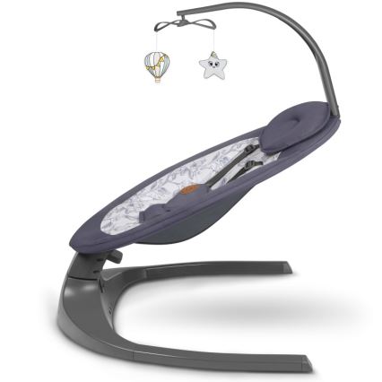 Lionelo - Mecedora infantil con melodía RALF 4xAA gris y blanco + mando a distancia