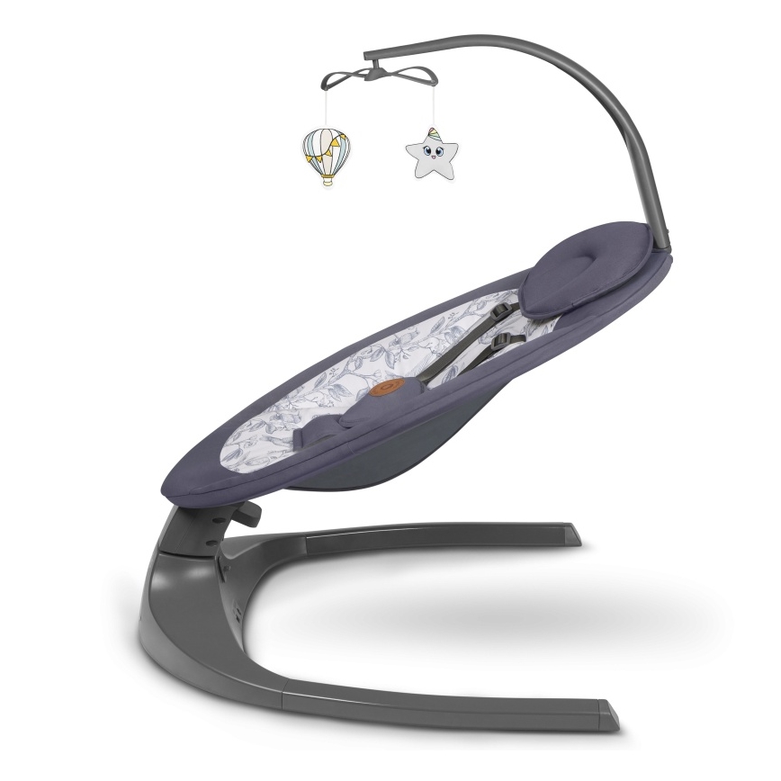 Lionelo - Mecedora infantil con melodía RALF 4xAA gris y blanco + mando a distancia