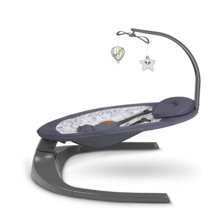 Lionelo - Mecedora infantil con melodía RALF 4xAA gris y blanco + mando a distancia