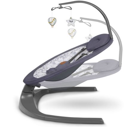 Lionelo - Mecedora infantil con melodía RALF 4xAA gris y blanco + mando a distancia