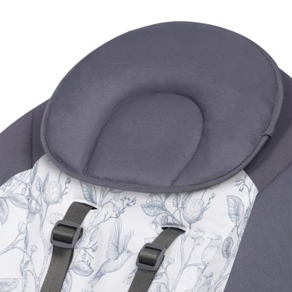 Lionelo - Mecedora infantil con melodía RALF 4xAA gris y blanco + mando a distancia