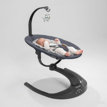 Lionelo - Mecedora infantil con melodía RINA 4xAA Gris Concreto + control remoto