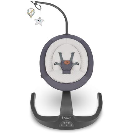 Lionelo - Mecedora infantil con melodía RINA 4xAA Gris Concreto + control remoto