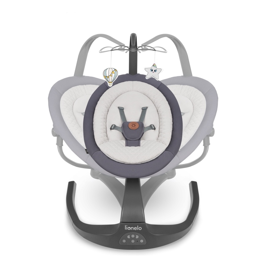 Lionelo - Mecedora infantil con melodía RINA 4xAA Gris Concreto + control remoto