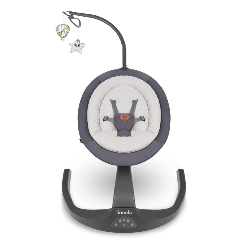 Lionelo - Mecedora infantil con melodía RINA 4xAA Gris hormigón + mando a distancia