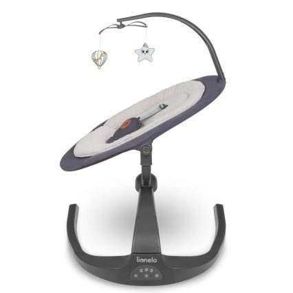 Lionelo - Mecedora infantil con melodía RINA 4xAA Gris hormigón + mando a distancia