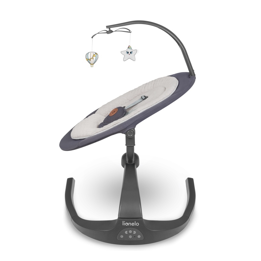 Lionelo - Mecedora infantil con melodía RINA 4xAA Gris hormigón + mando a distancia