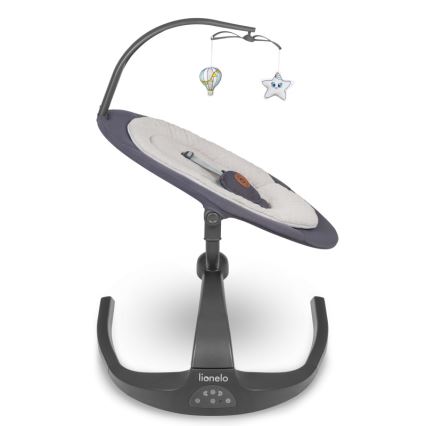 Lionelo - Mecedora infantil con melodía RINA 4xAA Gris hormigón + mando a distancia