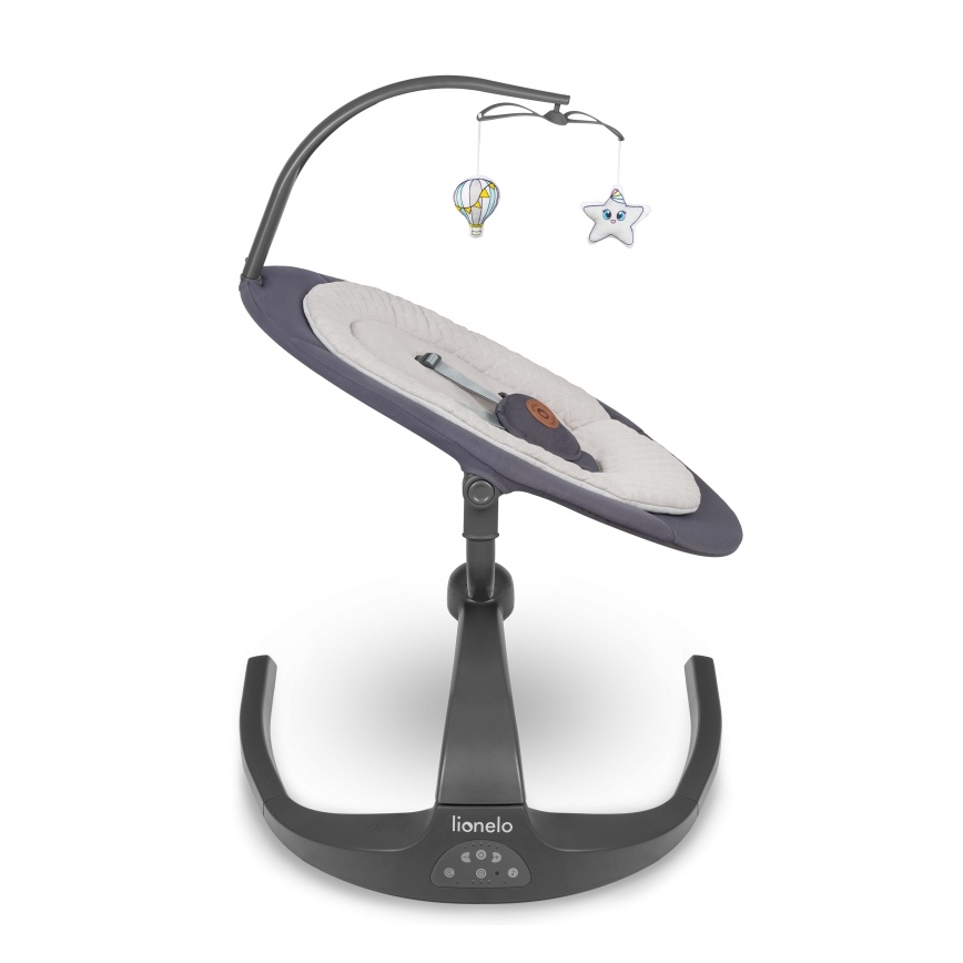 Lionelo - Mecedora infantil con melodía RINA 4xAA Gris hormigón + mando a distancia