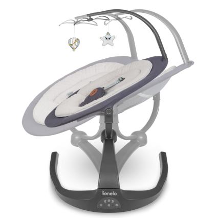 Lionelo - Mecedora infantil con melodía RINA 4xAA Gris hormigón + mando a distancia