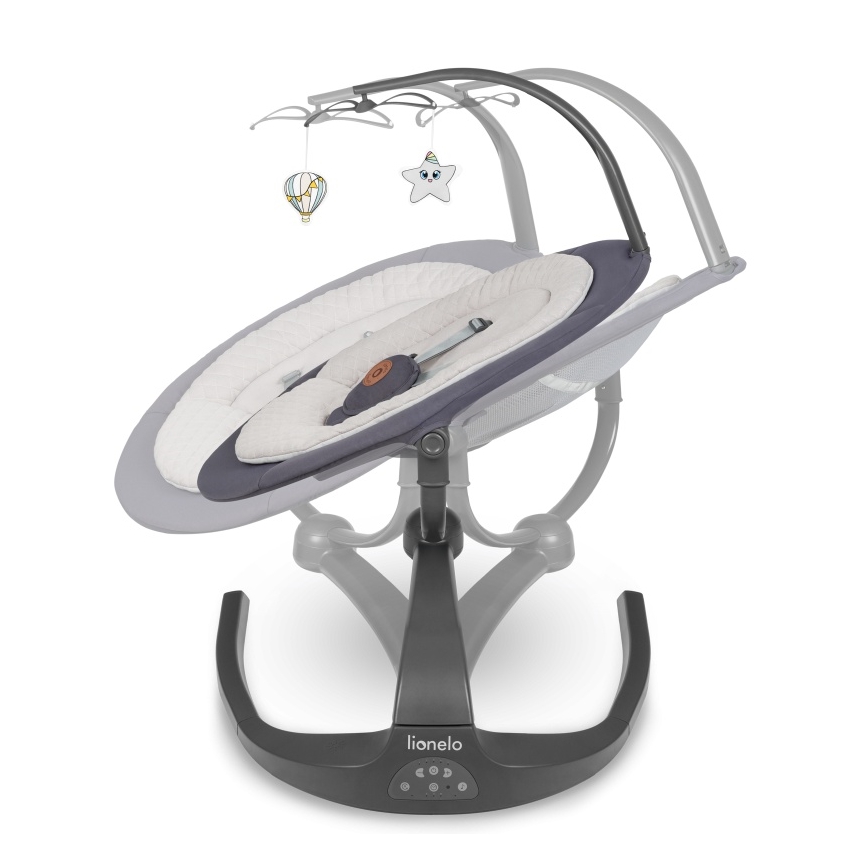 Lionelo - Mecedora infantil con melodía RINA 4xAA Gris hormigón + mando a distancia