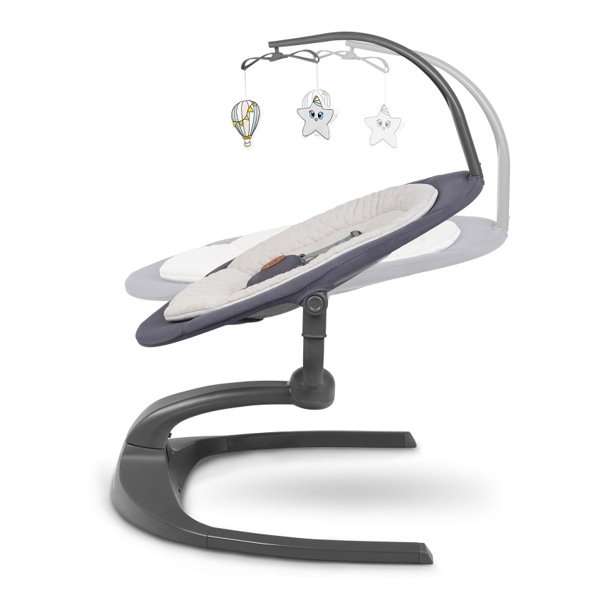 Lionelo - Mecedora infantil con melodía RINA 4xAA Gris hormigón + mando a distancia