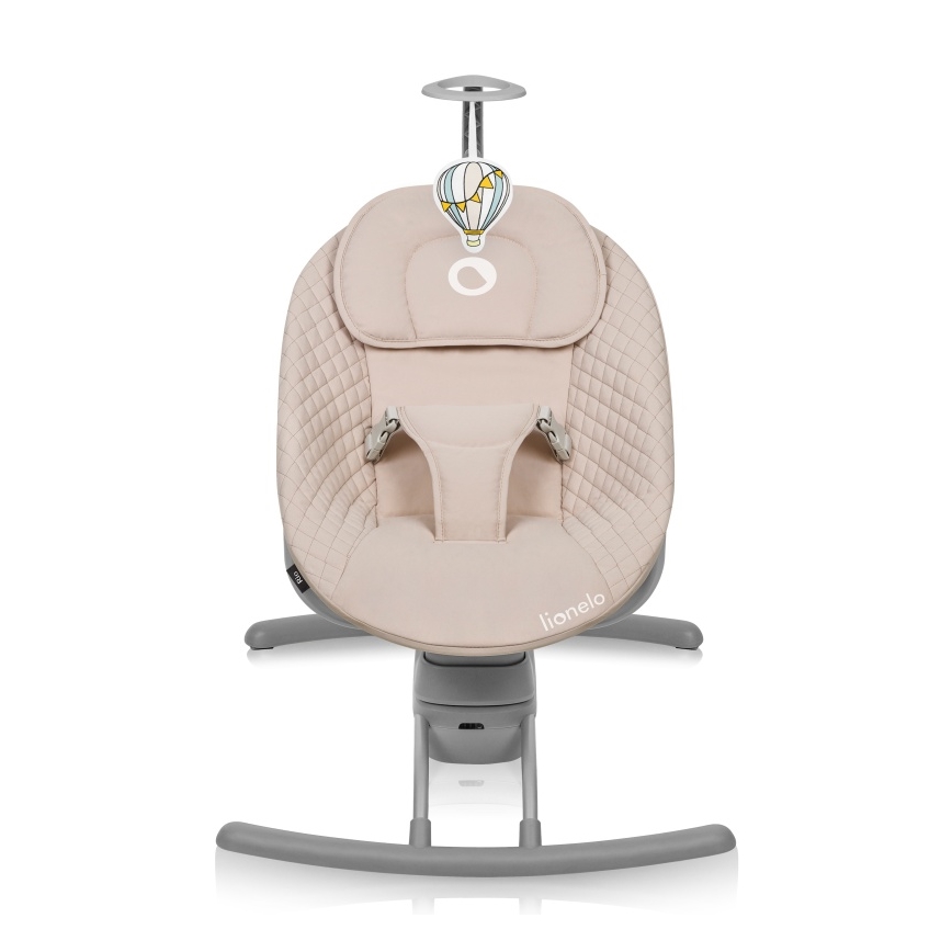 Lionelo - Mecedora infantil con melodía RIO 4xC Beige Latte + mando a distancia