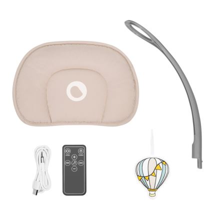 Lionelo - Mecedora infantil con melodía RIO 4xC Beige Latte + mando a distancia