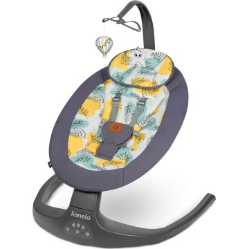 Lionelo - Mecedora infantil con melodías RALF 4xAA Gris Hormigón + mando a distancia