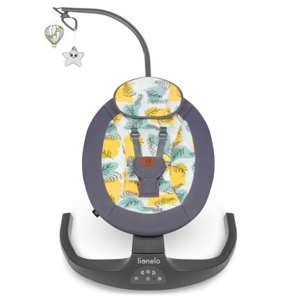 Lionelo - Mecedora infantil con melodías RALF 4xAA Gris Hormigón + mando a distancia