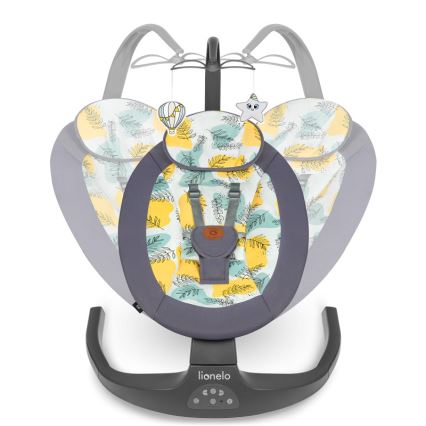 Lionelo - Mecedora infantil con melodías RALF 4xAA Gris Hormigón + mando a distancia