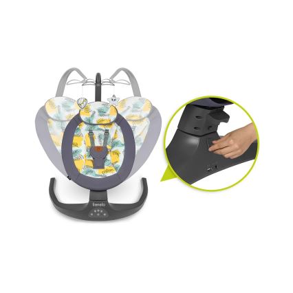 Lionelo - Mecedora infantil con melodías RALF 4xAA Gris Hormigón + mando a distancia