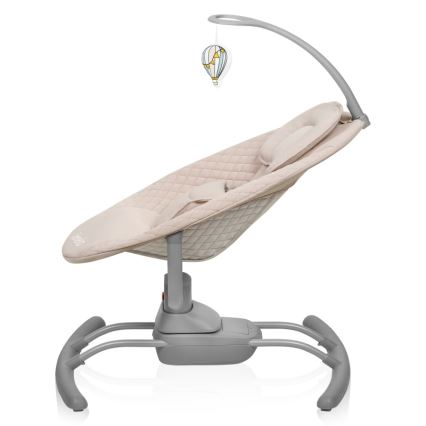 Lionelo - Mecedora musical para bebés RIO 4xC Beige Latte + control remoto