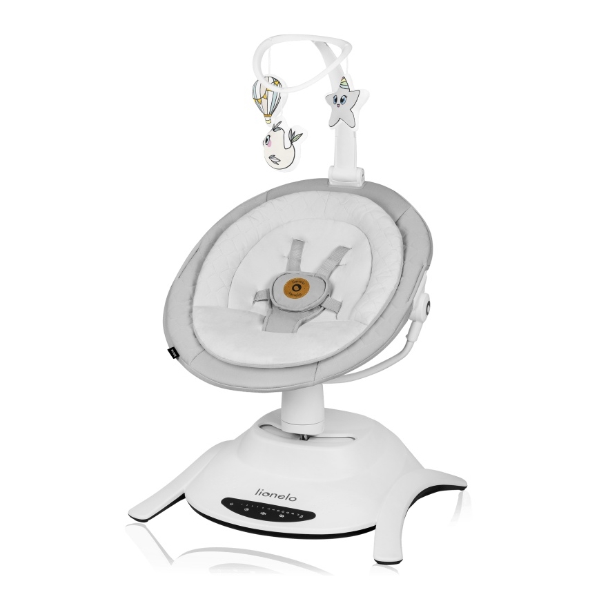 Lionelo - Mecedora para bebé con melodía 2 en 1 BELLA 4xAA Gris Hormigón + control remoto