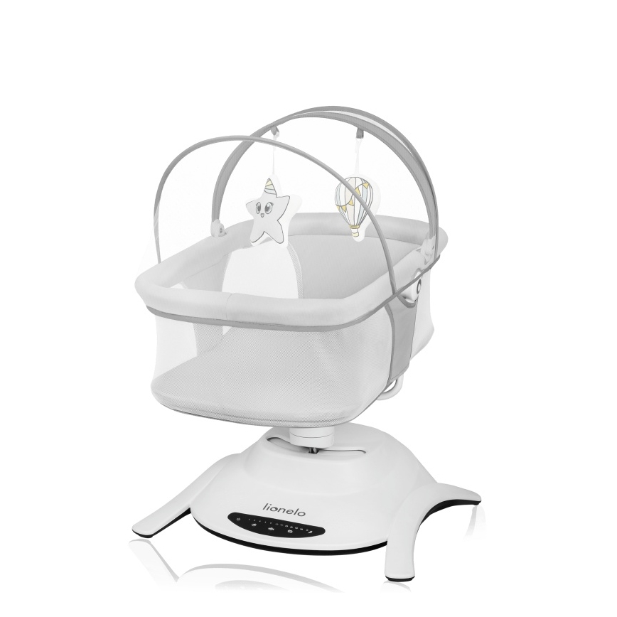 Lionelo - Mecedora para bebé con melodía 2 en 1 BELLA 4xAA Gris Hormigón + control remoto