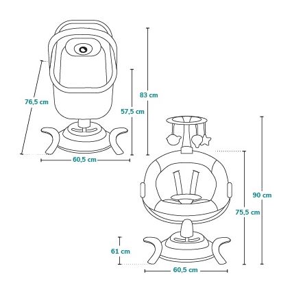 Lionelo - Mecedora para bebé con melodía 2 en 1 BELLA 4xAA Gris Hormigón + control remoto