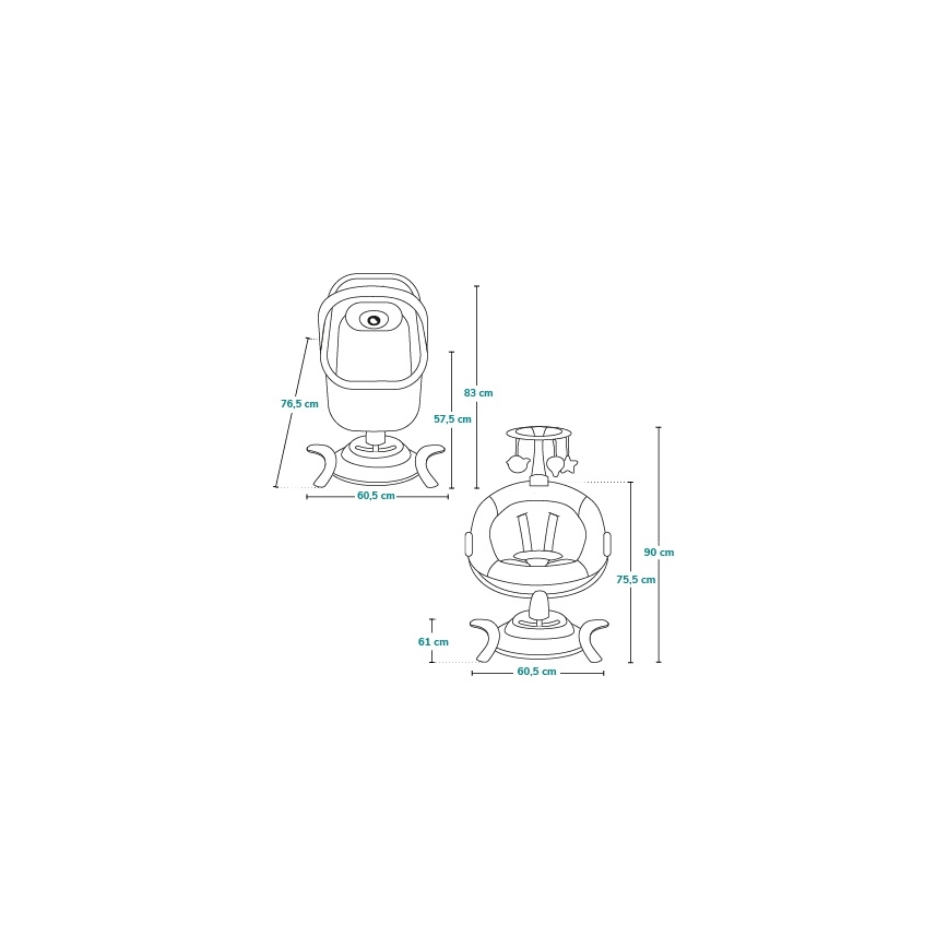 Lionelo - Mecedora para bebé con melodía 2 en 1 BELLA 4xAA Gris Hormigón + control remoto