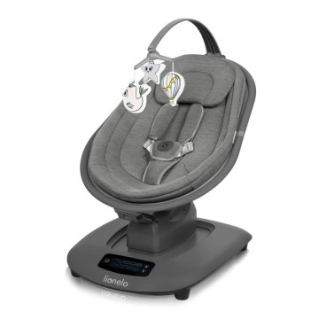 Lionelo - Mecedora para bebé con melodía BLOSSOM Grey Concrete + control remoto