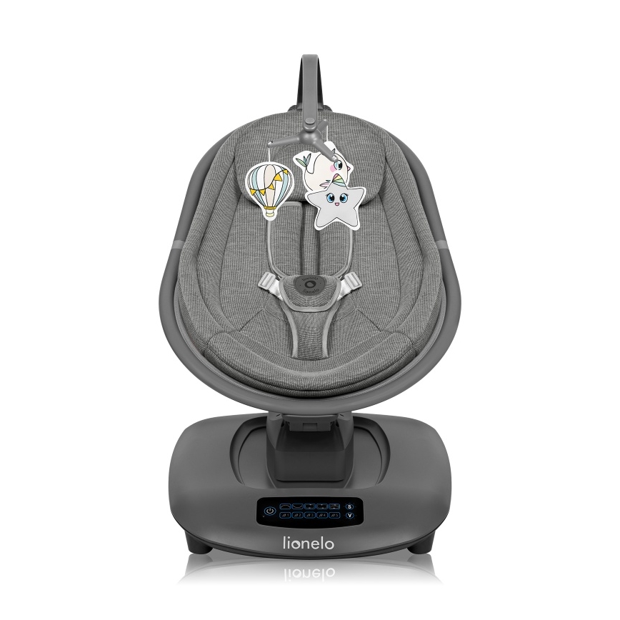 Lionelo - Mecedora para bebé con melodía BLOSSOM Grey Concrete + control remoto
