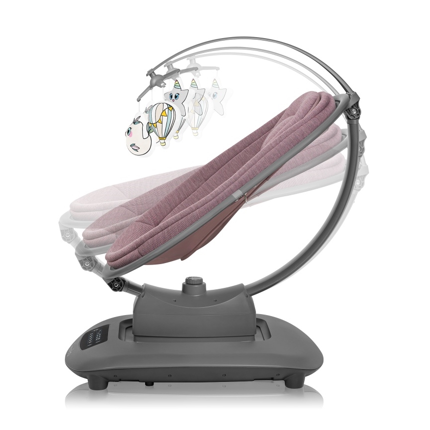 Lionelo - Mecedora para bebé con melodía BLOSSOM Pink Mauve + mando a distancia