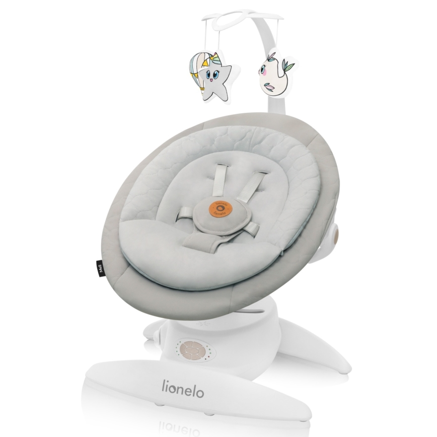 Lionelo - Mecedora para bebé con melodía MELL Beige Sand 4xAA + control remoto