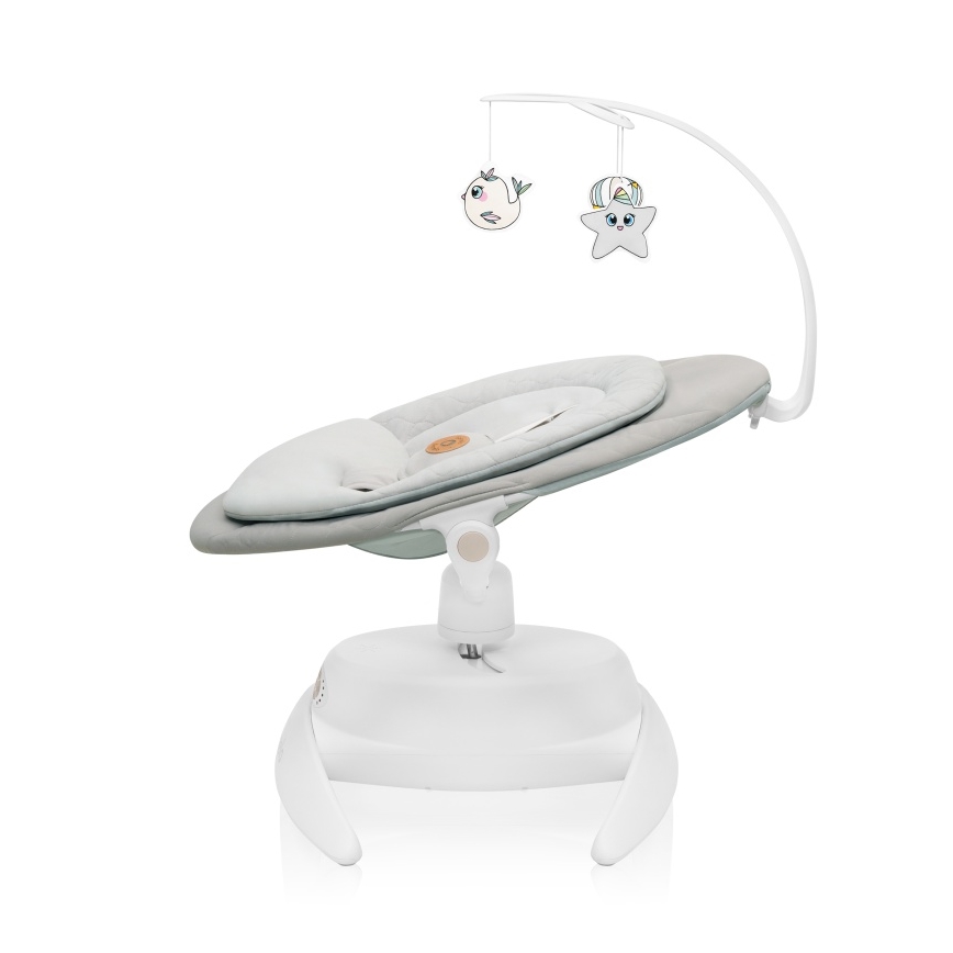 Lionelo - Mecedora para bebé con melodía MELL Beige Sand 4xAA + control remoto