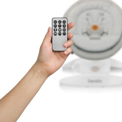 Lionelo - Mecedora para bebé con melodía MELL Beige Sand 4xAA + control remoto