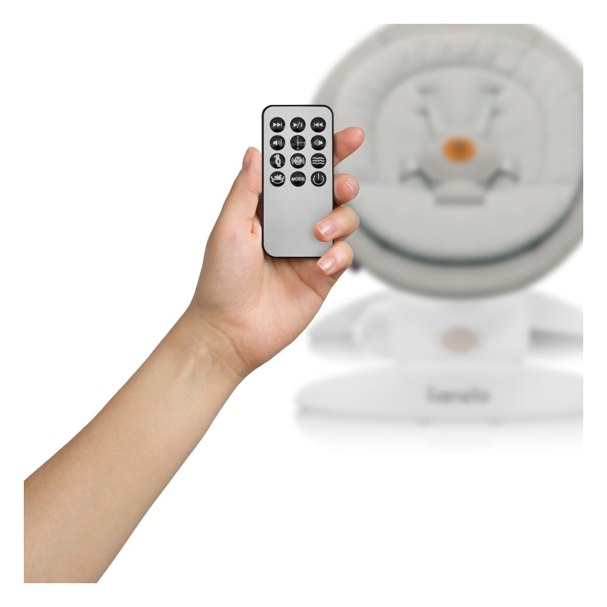 Lionelo - Mecedora para bebé con melodía MELL Beige Sand 4xAA + control remoto