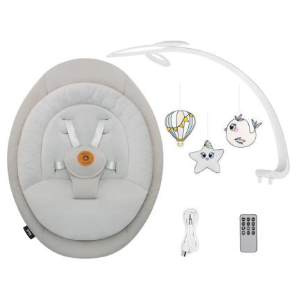 Lionelo - Mecedora para bebé con melodía MELL Beige Sand 4xAA + control remoto