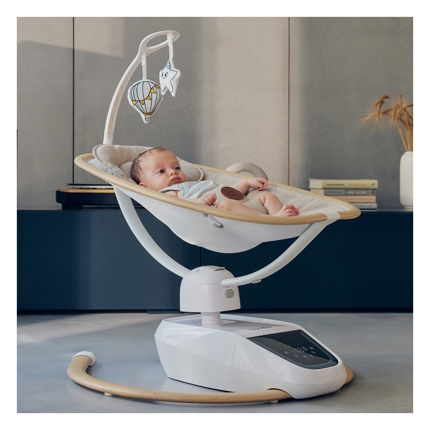 Lionelo - Mecedora para bebé con melodía OLIVIA Beige Natural + mando a distancia